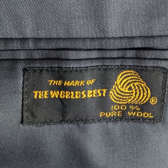 Evan Picone 40S Wool Suit Navy Windowpane Two Piece Made in USA Vintage 80s - Picture 7 of 8